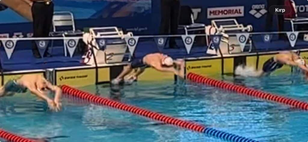 Umut 100 metre sırtüstü C Finali start anı Antalya 2025