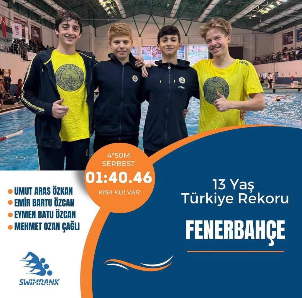 Fenerbahçe 2011 doğumlu yüzücüleri, 4×50 metre serbest bayrak 1:40.46 kısa kulvar Türkiye rekoru